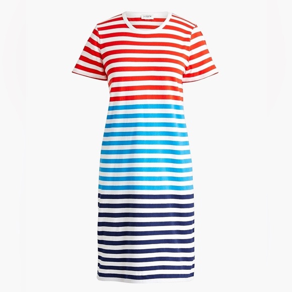 J Crew Factory Short-sleeve mixed-stripe T-shirt dress - Picture 1 of 6